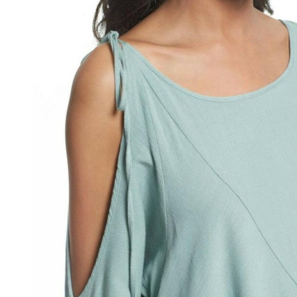 FREE PEOPLE Cold Shoulder Asymmetrical Tunic TOP Size S M Mint Clear Skies NEW - Picture 4 of 10
